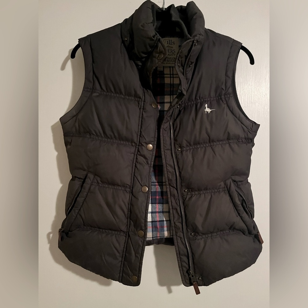 Jack Wills Charcoal Puffer Vest - Size US4/UK8